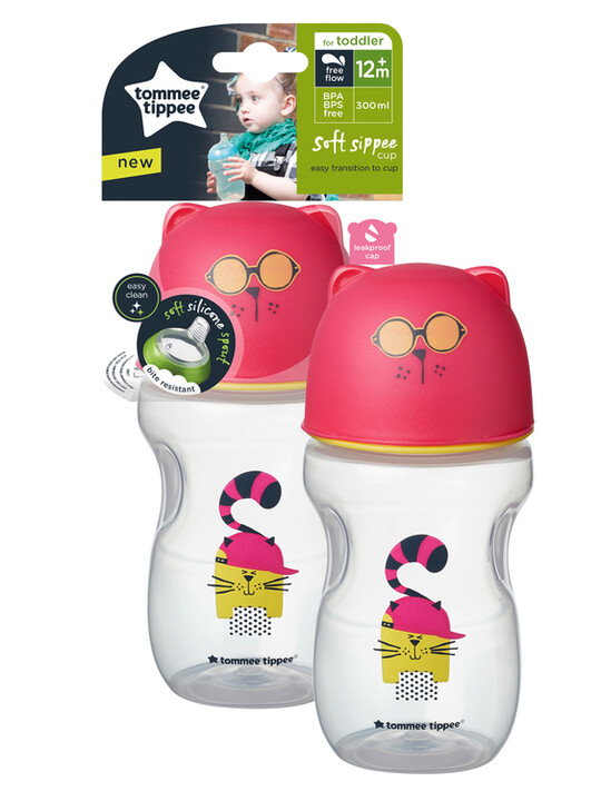 Tommee Tippee Soft Sippee Free Flow Transition Cup Pink 300ml image number 1